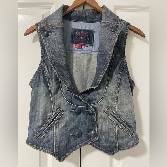 GUESS-denim tuxedo style vest - Picture 1 of 3